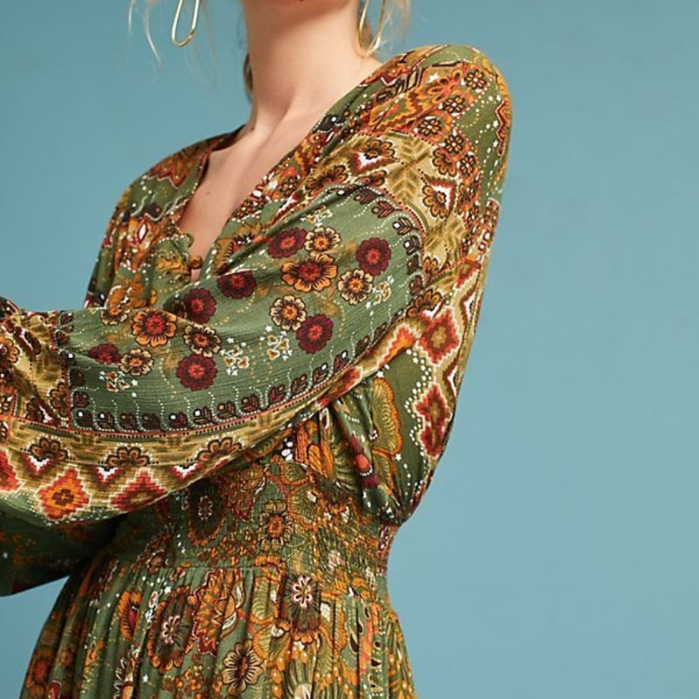 FARM Rio Green Paisley High-Low Ruffle Dress - Picture 2 of 10